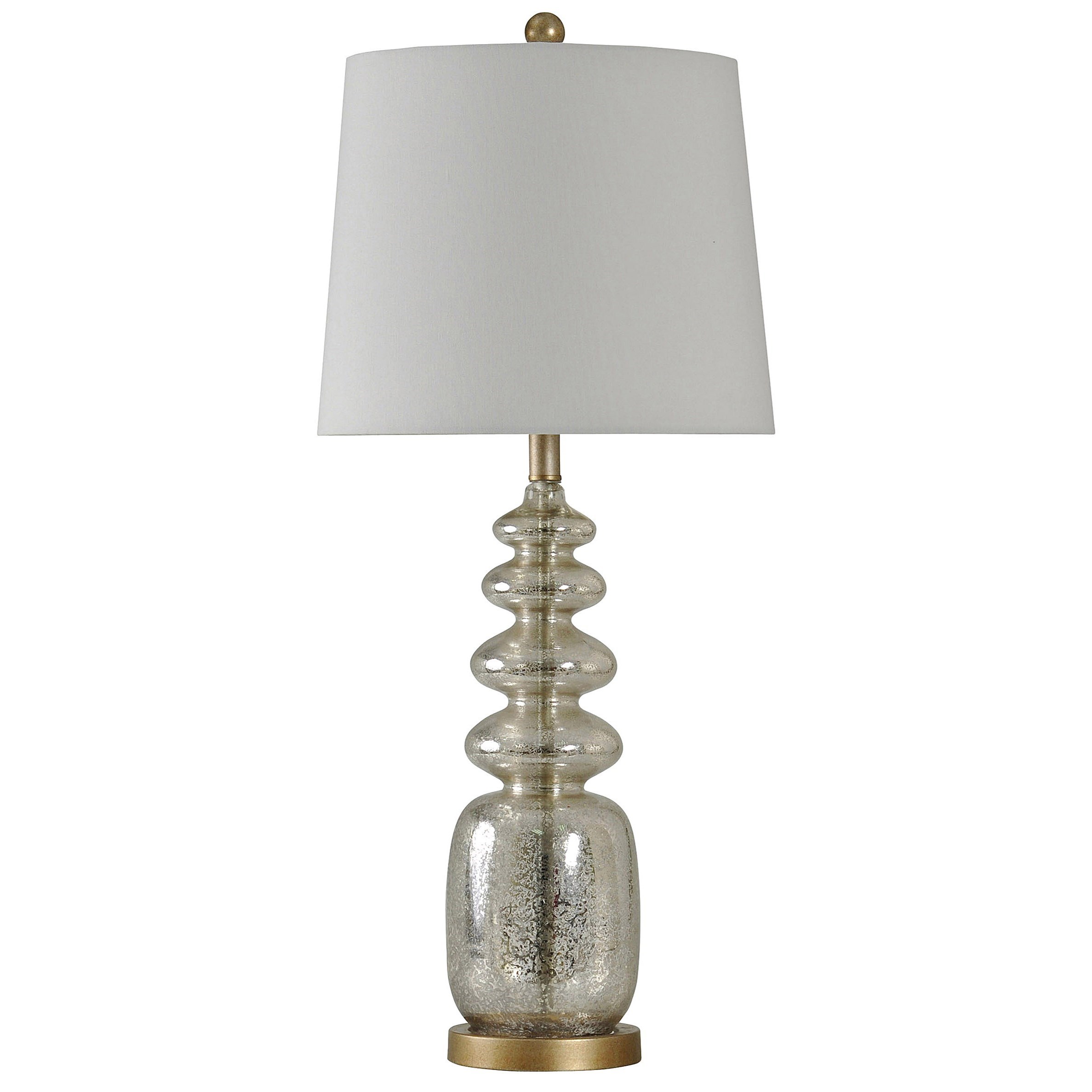 StyleCraft Lamps L311029 Mercury Glass On Steel Base With White Drum